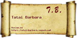 Tatai Barbara névjegykártya